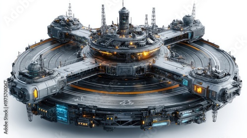 Futuristic Research Facility: A captivating view of a futuristic research facility, showcasing an innovative design, with intricate details and a sense of cutting-edge technology.
