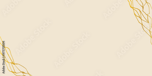 Beige background featuring delicate golden kintsugi lines. Cracked marble surface with elegant gold repairs showcases Japanese ceramic restoration technique in vector format. Vector beauty beige bg.