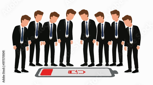 Team Sharing Low Energy Workplace Burnout Concept