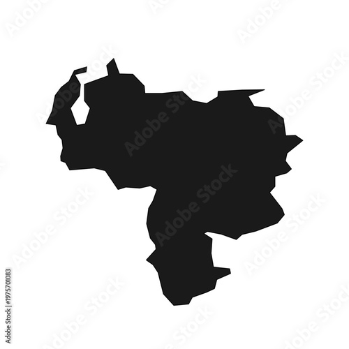 Silhouette map of Venezuela isolated on white background for travel and geography