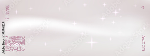 Pearl nacre gradient background with magic sparkle glitter and beige glow. Soft vector gradation with dreamy shimmer and pale lustre. Pearl gradient canvas for beauty label or luxury presentaion.