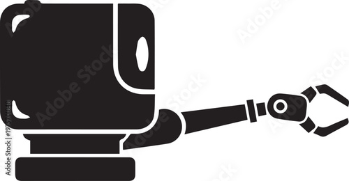 Robotic arm and claw silhouette vector illustration, futuristic technology object