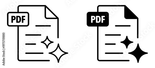 AI PDF Icon – PDF Document with AI Stars, Smart File Concept