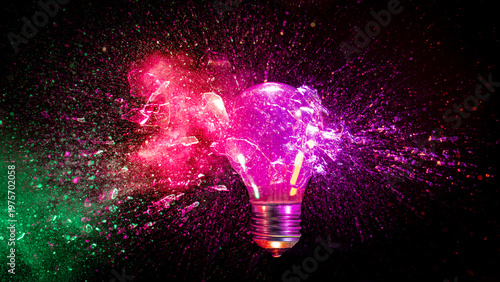 Fotografie Real Light bulb exploding background