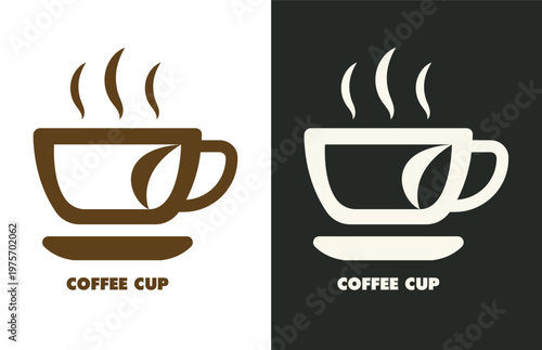 Coffee cup icon illustration design. Hot drink graphic. Beverage shop logo design. Coffee symbol icon