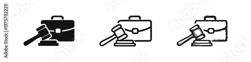 Justice and Legal Business Icon Set - Gavel and Briefcase