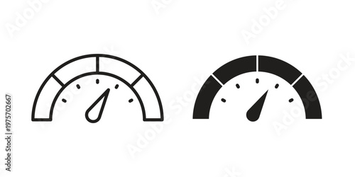 Speedometer icon vector design set. Icon Symbol Black Outline and Solid