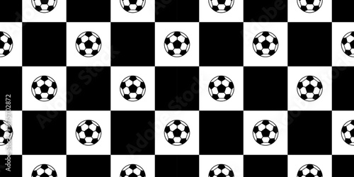Soccer seamless pattern with black and white ball graphics. Ideal for fabric, wallpaper, and football-themed digital backgrounds