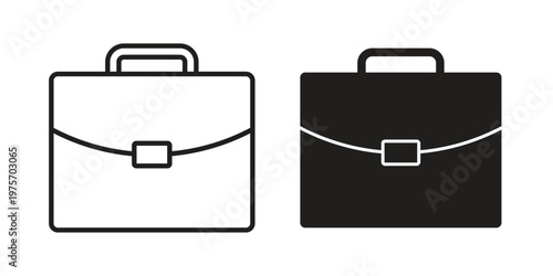 Suitcase icon vector design set. Icon Symbol Black Outline and Solid