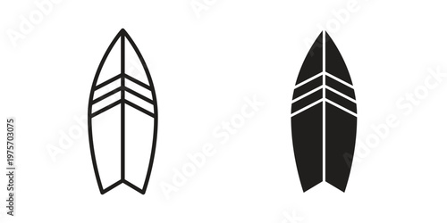Surf board icon vector design set. Icon Symbol Black Outline and Solid