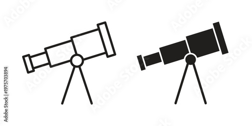 Telescope icon vector design set. Icon Symbol Black Outline and Solid