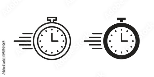 Time fast icon vector design set. Icon Symbol Black Outline and Solid
