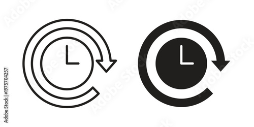Time forward icon vector design set. Icon Symbol Black Outline and Solid