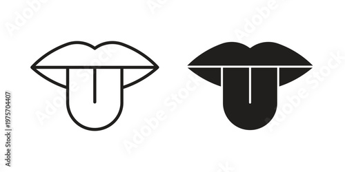 Tongue icon vector design set. Icon Symbol Black Outline and Solid