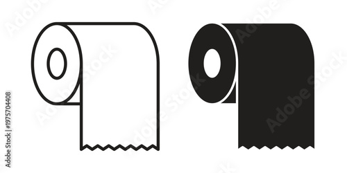 Toilet Paper icon vector design set. Icon Symbol Black Outline and Solid