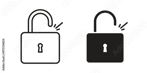 Unblocked icon vector design set. Icon Symbol Black Outline and Solid