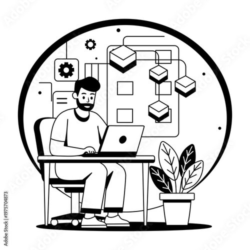 Glyph style illustration denoting a developer