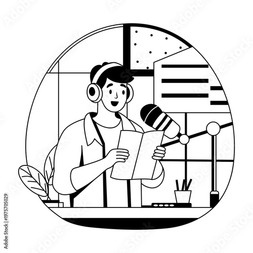Glyph style illustration depicting a broadcaster