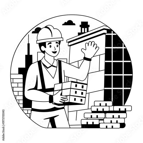 A glyph style illustration showing a labour