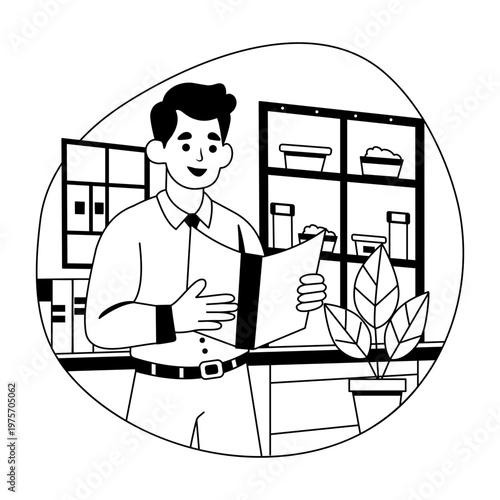A glyph style illustration showing a business advisor
