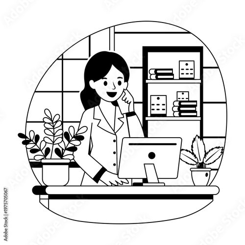 Glyph style illustration denoting a receptionist