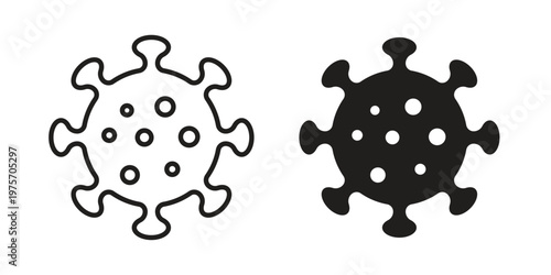 virus icon vector design set. Icon Symbol Black Outline and Solid