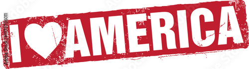 I Love America Vector Red Rubber Stamp