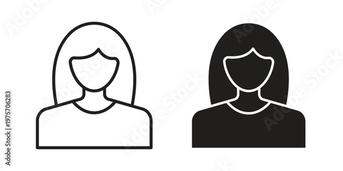 Woman icon vector design set. Icon Symbol Black Outline and Solid