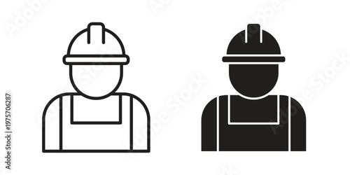 Worker icon vector design set. Icon Symbol Black Outline and Solid