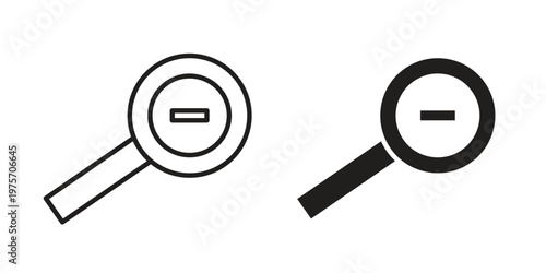 Zoom out icon vector design set. Icon Symbol Black Outline and Solid