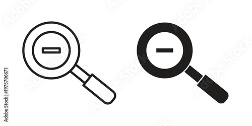 Zoom out icon vector design set. Icon Symbol Black Outline and Solid