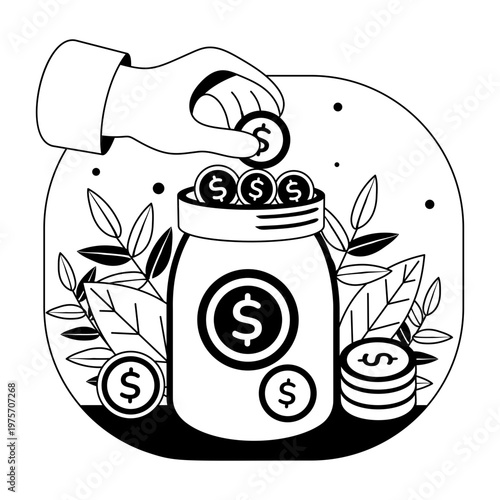 A glyph style illustration representing savings  
