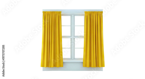 Window with yellow curtains