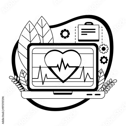 A glyph style illustration representing medical insurance  