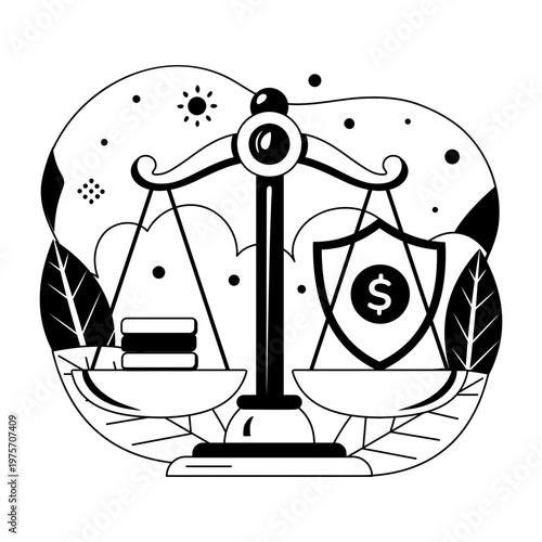 glyph style illustration showing cost benefit 