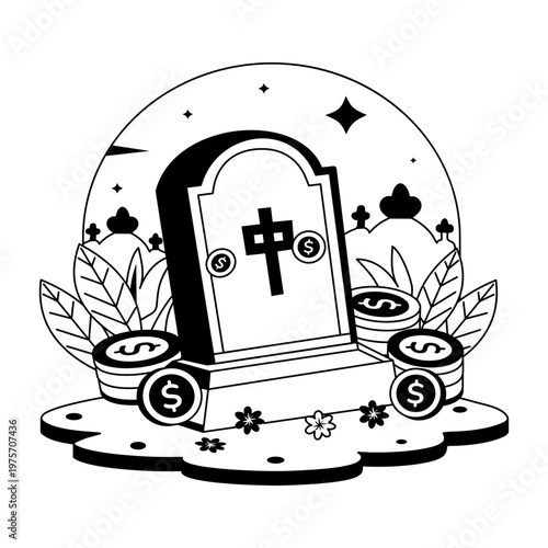 glyph style illustration showing death insurance  