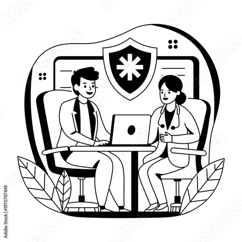 A glyph style illustration representing consultation 