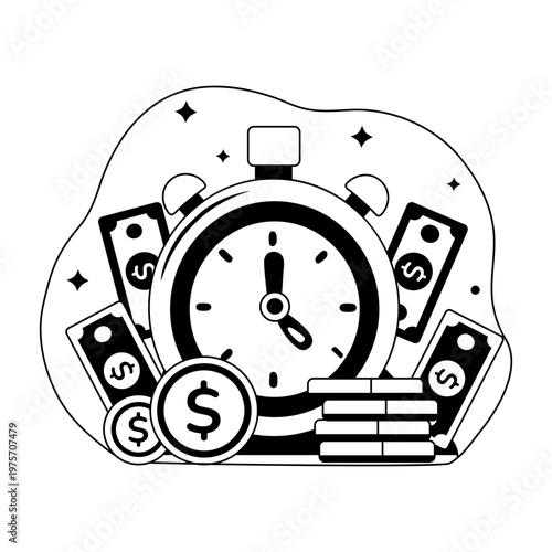 A glyph style illustration representing fast payout  