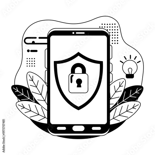A glyph style illustration representing mobile protection 