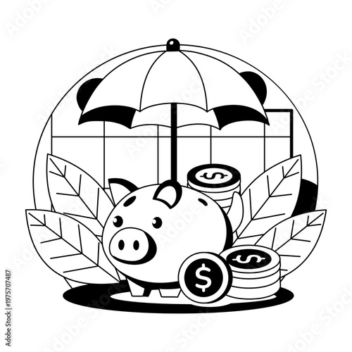 glyph style illustration showing investment protection