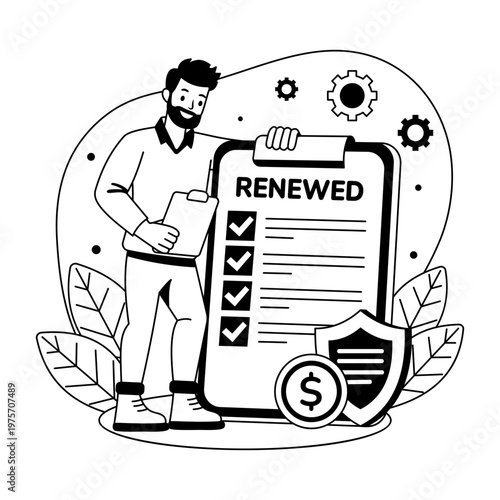 glyph style illustration showing policy renewal  