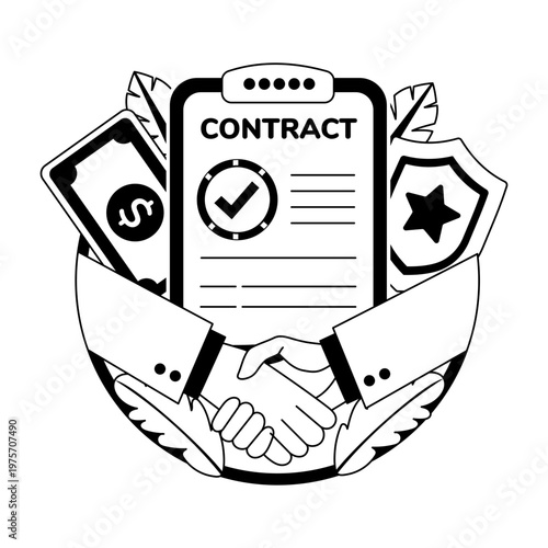 A glyph style illustration representing contract  
