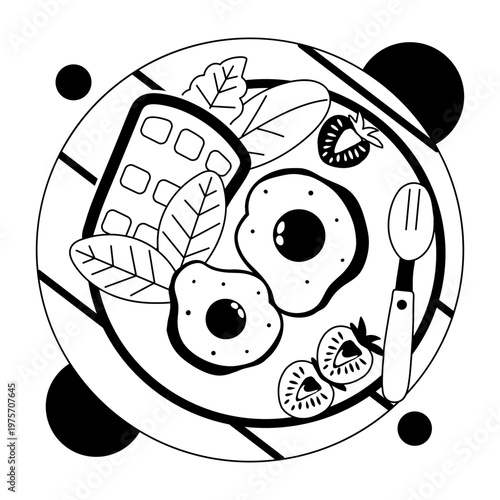 A glyph style illustration showing a breakfast meal 