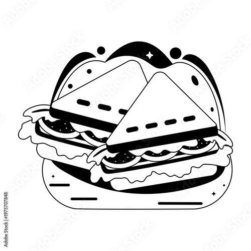 Glyph style illustration representing sandwiches