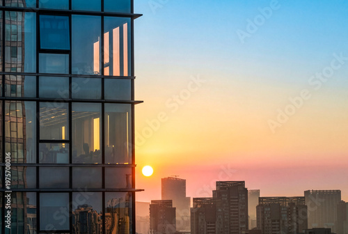 modern office building at sunset