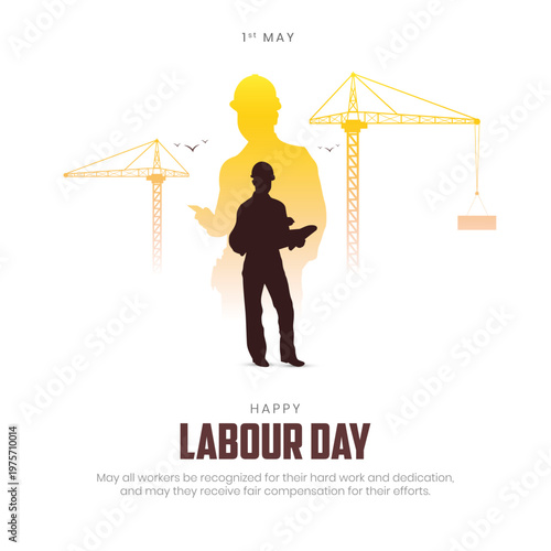 Happy Labour Day Social Media Post and Greeting Card Design. 1 May - International Workers Day Minimal and Modern Creative Post Template Vector Illustration