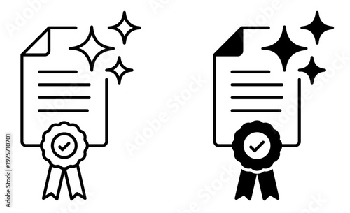 AI Quality Document Icon. File with Quality Badge and AI Stars, Certified Content Concept