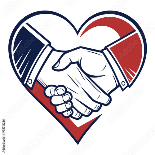 Heart shape formed by handshake symbolizing unity and partnership with handshake
