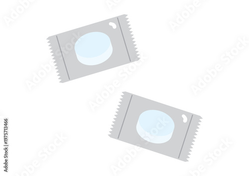 シンプルな白いあめのイラスト、個包装2個