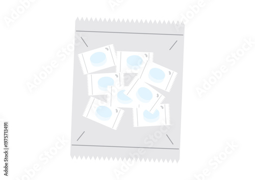 シンプルな白いあめのイラスト、個包装入りの1袋パッケージ